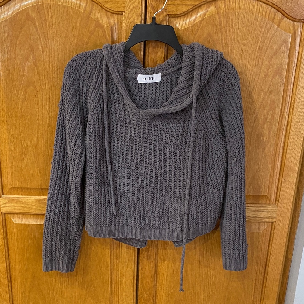 Graffiti Brand Charcoal Hooded Cropped Sweater. Size small